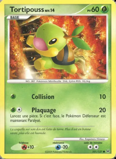 Tortipouss, carte Pokémon PL 101 — extension Platine