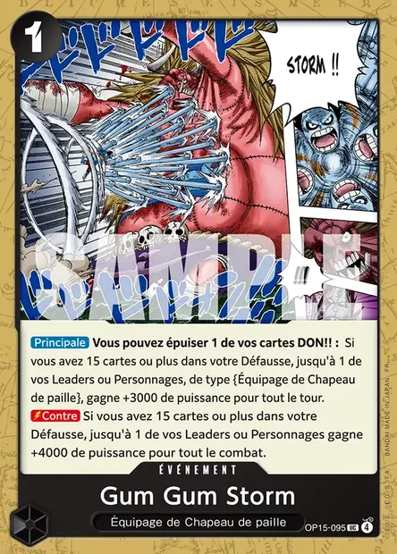 Gum Gum Storm, carte One Piece OP15-095 — extension AVENTURE SUR L'ÎLE DE DIEU