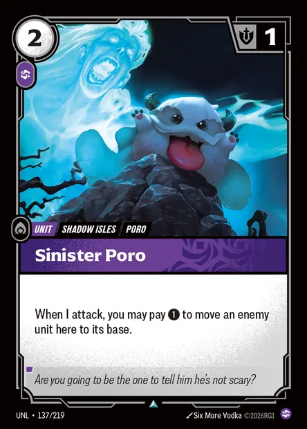 Sinister Poro, Riftbound card UNL 137 — Unleashed set
