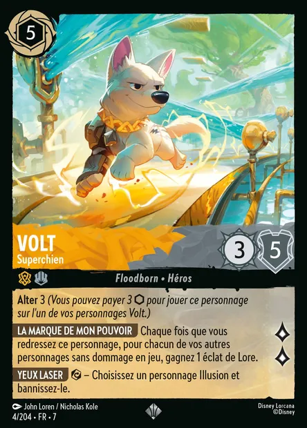 Volt - Superchien, carte Disney Lorcana CH7-004 — extension L'île d'Archazia
