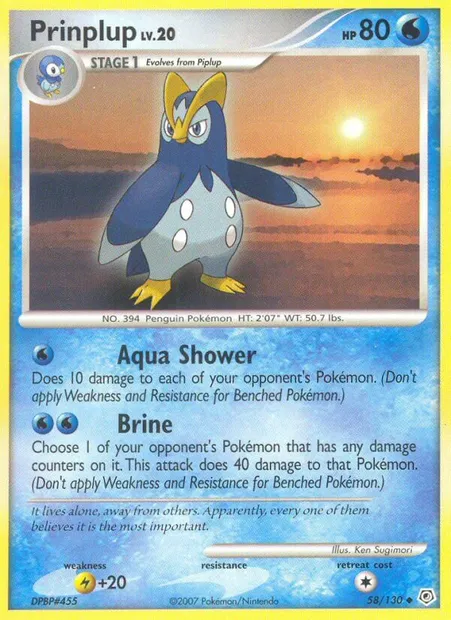 Prinplup, Pokémon card DP 58 — Diamond & Pearl set