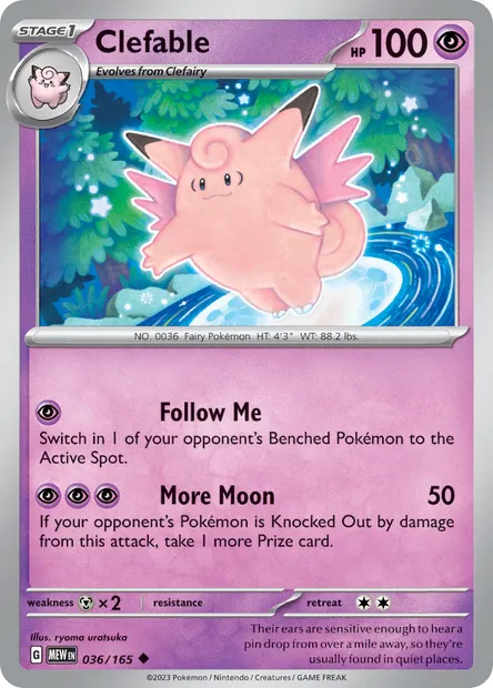 Clefable, Pokémon card MEW 036 — 151 set