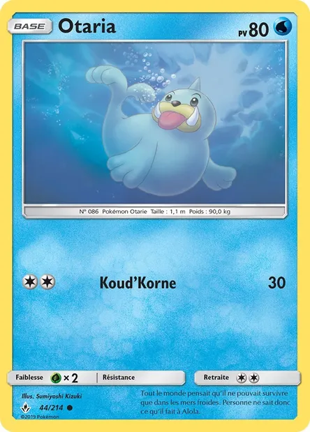 Otaria, carte Pokémon UNB 44 — extension Alliance Infaillible