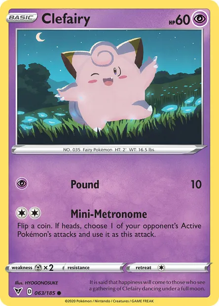 Clefairy, Pokémon card VIV 63 — Vivid Voltage set