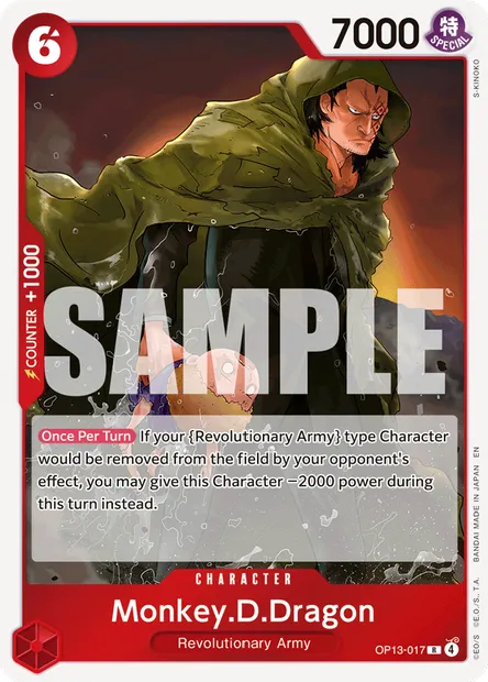 Monkey.D.Dragon, One Piece card OP13-017 — CARRYING ON HIS WILL set
