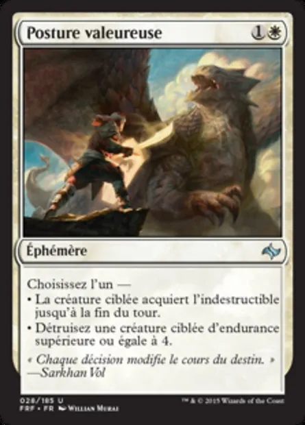 Posture valeureuse, carte Magic FRF 28 — extension Destin reforgé