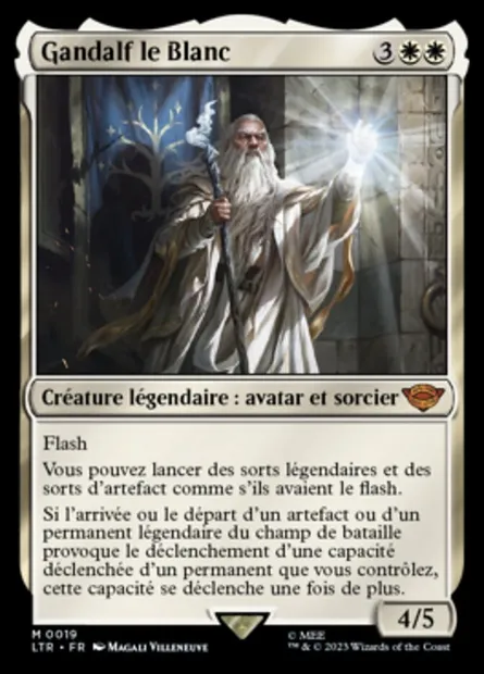 Gandalf le Blanc, carte Magic LTR 19 — extension Le Seigneur des Anneaux : chroniques de la Terre du Milieu