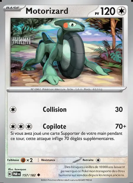 Motorizard, carte Pokémon PAR 157 — extension Faille Paradoxe