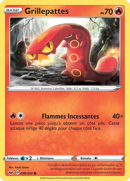 Grillepattes, carte Pokémon SSH 38 — extension Épée et Bouclier