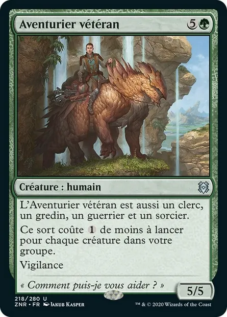 Aventurier vétéran, carte Magic ZNR 218 — extension Renaissance de Zendikar