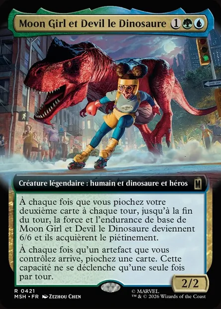 Moon Girl et Devil le Dinosaure, carte Magic MSH 421 — extension Marvel Super Heroes