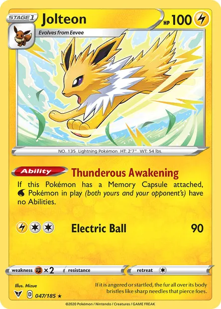 Jolteon, Pokémon card VIV 47 — Vivid Voltage set