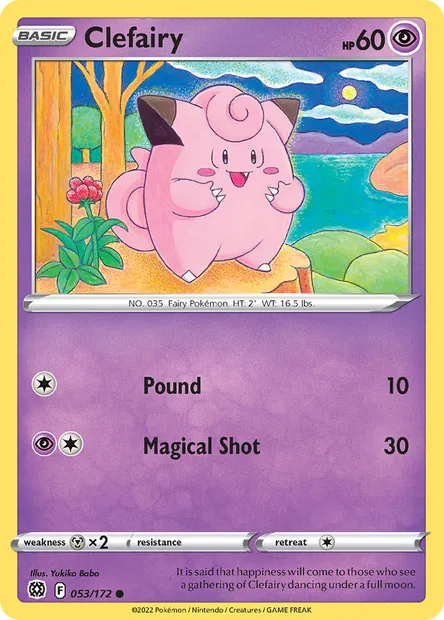 Clefairy, Pokémon card BRS 053 — Brilliant Stars set