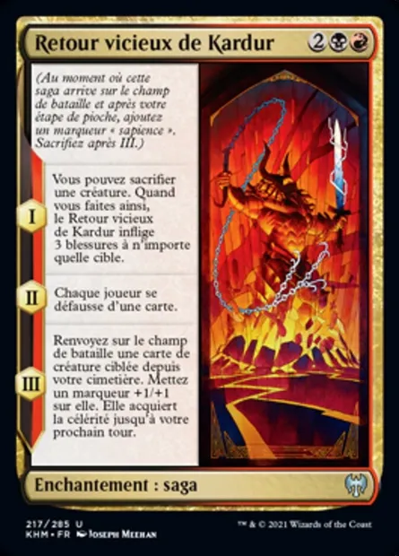 Retour vicieux de Kardur, carte Magic KHM 217 — extension Kaldheim