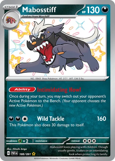 Mabosstiff, Pokémon card PAF 188 — Paldean Fates set
