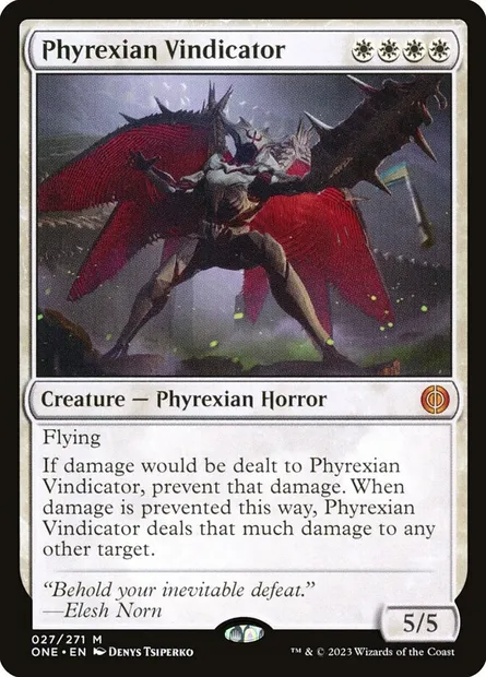 Phyrexian Vindicator, Magic card ONE 27 — Phyrexia: All Will Be One set