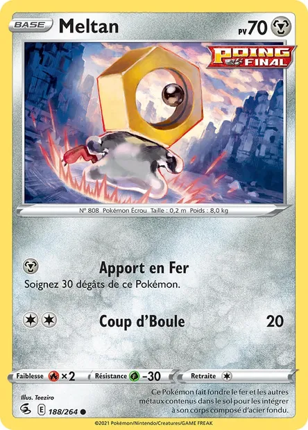 Meltan, carte Pokémon FST 188 — extension Poing de Fusion
