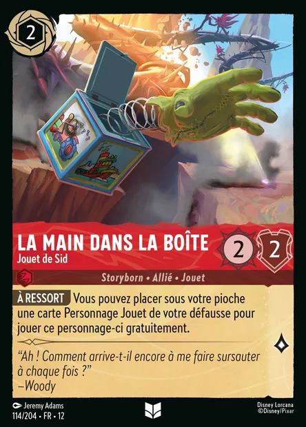 La Main dans la Boîte - Jouet de Sid, carte Disney Lorcana CH12-114 — extension Contrées Inconnues