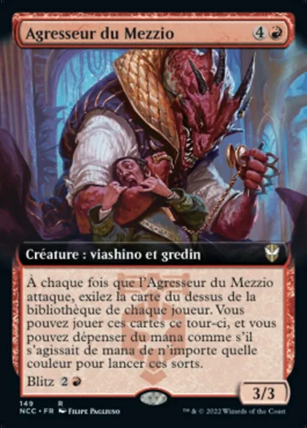Agresseur du Mezzio, carte Magic NCC 149 — extension New Capenna Commander