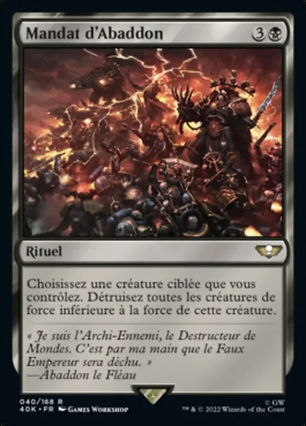 Mandat d'Abaddon, carte Magic 40K 40 — extension Warhammer 40,000 Commander