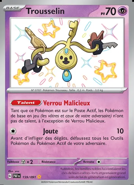 Trousselin, carte Pokémon PAF 159 — extension Destinées de Paldea