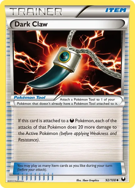 Dark Claw, Pokémon card DEX 92 — Dark Explorers set
