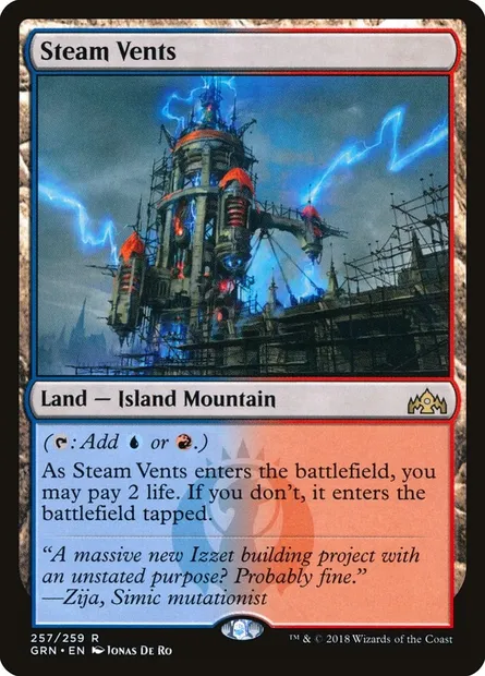 Steam Vents, Magic card GRN 257 — Guilds of Ravnica set