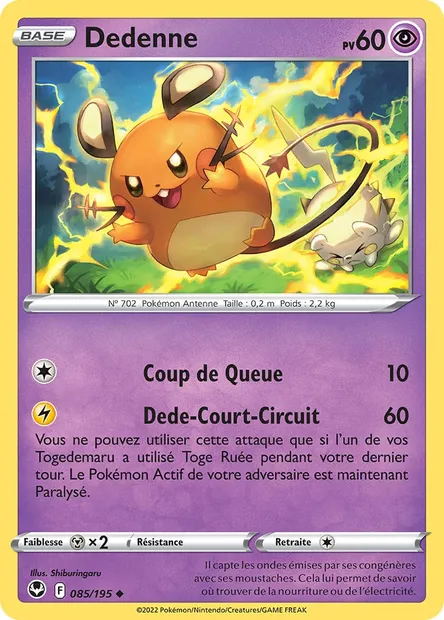 Dedenne, carte Pokémon SIT 085 — extension Tempête Argentée