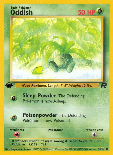 Oddish, Pokémon card TR 63 — Team Rocket set