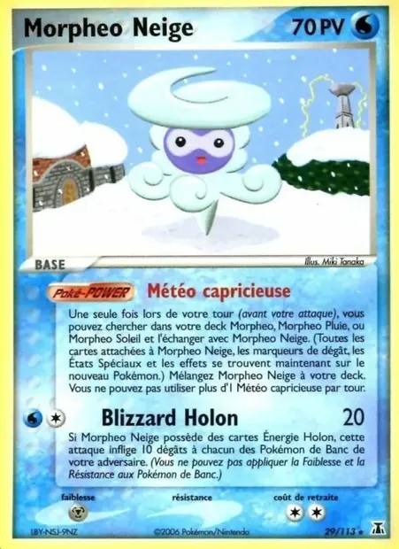 Morpheo Neige, carte Pokémon DS 29 — extension EX Espèces Delta