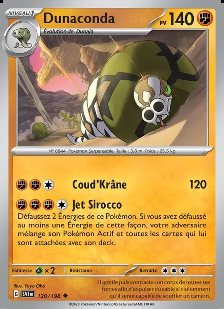 Dunaconda, carte Pokémon SVI 120 — extension Écarlate et Violet