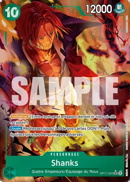 Shanks, carte One Piece OP17-022 — extension LES GUERRIERS LES PLUS PUISSANTS AU MONDE