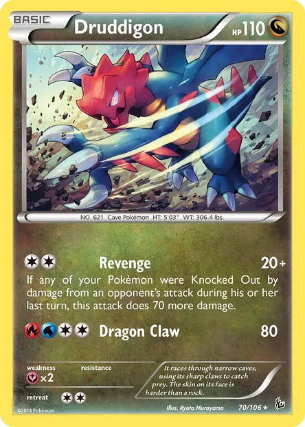 Druddigon, Pokémon card FLF 70 — Flashfire set