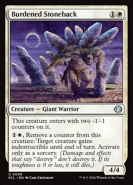 Burdened Stoneback, Magic card ECL 8 — Lorwyn Eclipsed set
