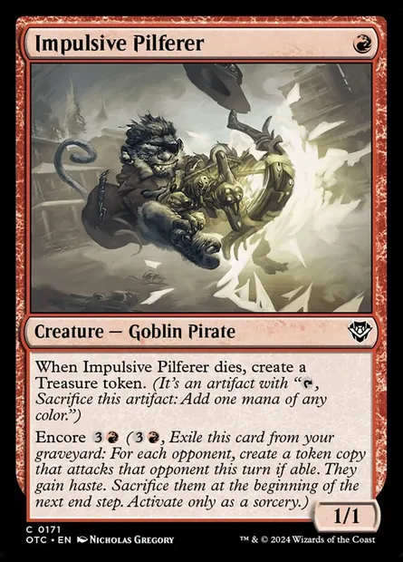 Impulsive Pilferer, Magic card OTC 171 — Outlaws of Thunder Junction Commander set