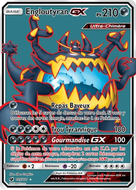 Engloutyran GX, carte Pokémon CIN 105 — extension Invasion Carmin