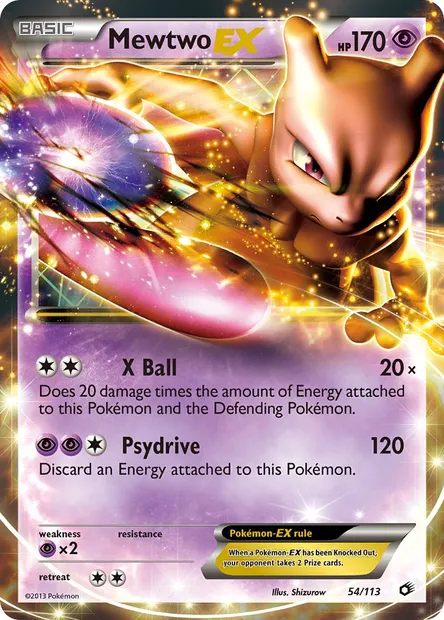 Mewtwo-EX, Pokémon card LTR 54 — Legendary Treasures set