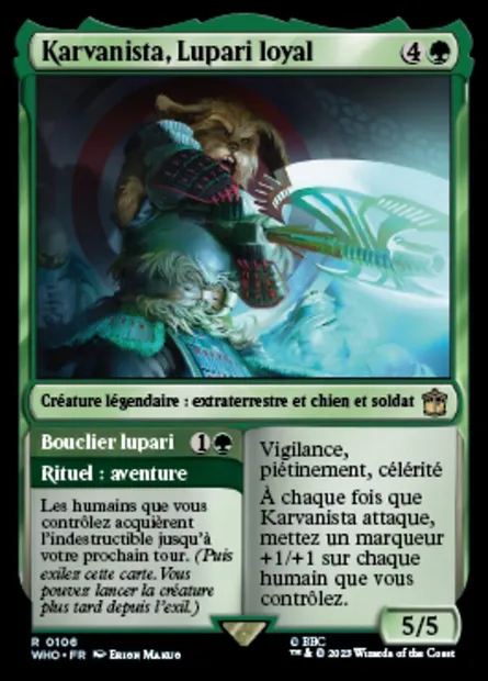 Karvanista, Lupari loyal // Bouclier lupari, carte Magic WHO 106 — extension Doctor Who