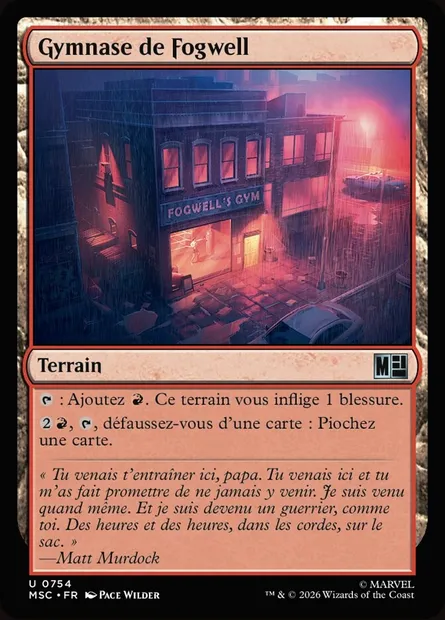 Gymnase de Fogwell, carte Magic MSC 754 — extension Marvel Super Heroes Commander