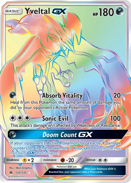 Yveltal GX, Pokémon card FLI 137 — Forbidden Light set