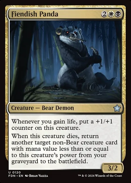 Fiendish Panda, Magic card FDN 120 — Foundations set