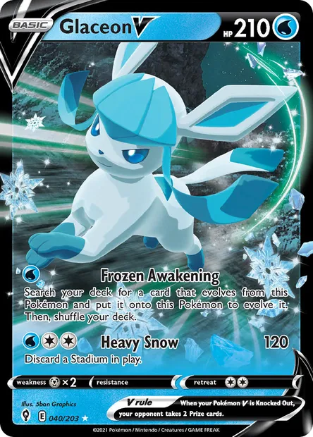 Glaceon V, Pokémon card EVS 40 — Evolving Skies set