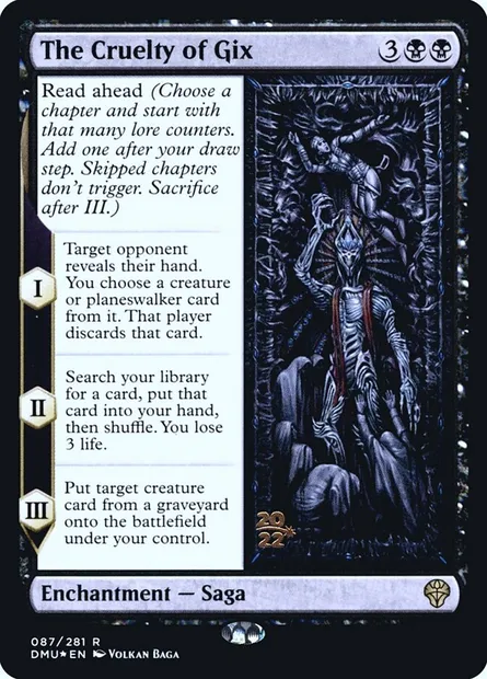 La cruauté de Gix, carte Magic PDMU 87s — extension Dominaria United Promos