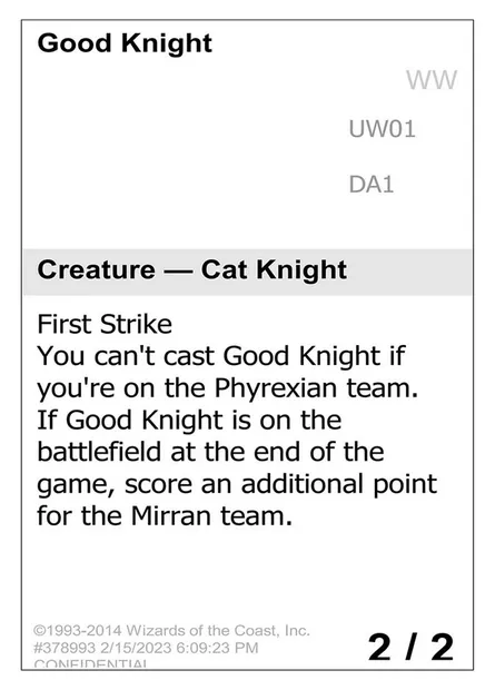 Good Knight, Magic card UNK UW01 — Unknown Event set