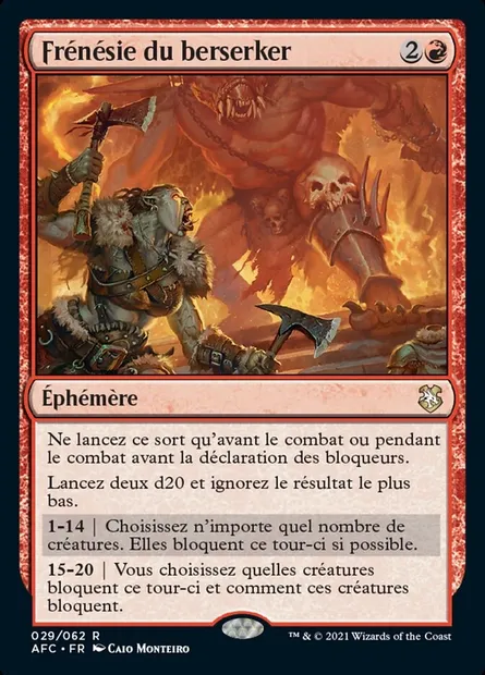 Frénésie du berserker, carte Magic AFC 29 — extension Forgotten Realms Commander