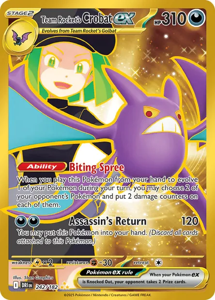 Team Rocket's Crobat ex, Pokémon card DRI 242 — Destined Rivals set