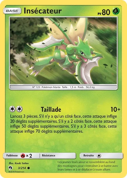 Insécateur, carte Pokémon LOT 3 — extension Tonnerre Perdu