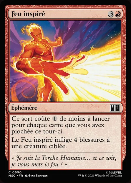 Feu inspiré, carte Magic MSC 690 — extension Marvel Super Heroes Commander