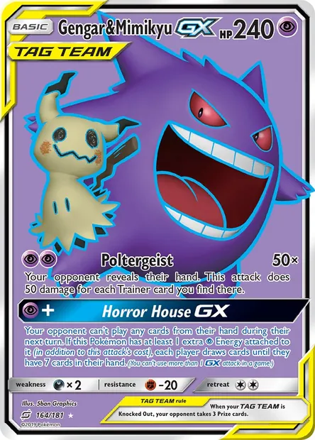 Gengar & Mimikyu GX, Pokémon card TEU 164 — Team Up set