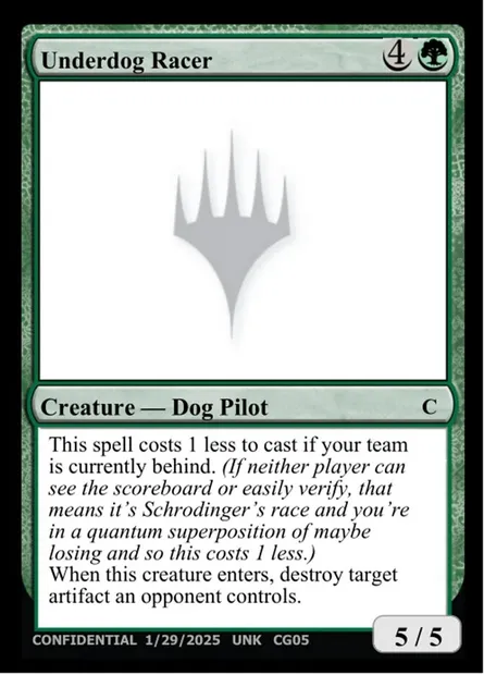 Underdog Racer, Magic card UNK CG05a — Unknown Event set